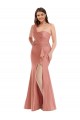 Cascade Ruffle One Shoulder Bustier Silky Satin Mermaid Prom Dress Clearance