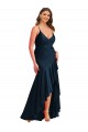 Pleated Wrap Ruffled High Low Silky Satin Prom Dress Clearance
