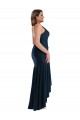 Pleated Wrap Ruffled High Low Silky Satin Prom Dress Clearance