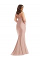 Criss Cross Halter Open Back Silky Satin Mermaid Prom Dress Clearance