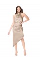 Silky Satin High Low Midi Length Cocktail Prom Dress / Homecoming Dress with Asymmetric Skirt Clearance