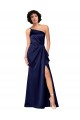 One Shoulder Silky Satin Prom Dress with Skirt Slit Clearance