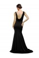 V-Neck Full Length Silky Satin Prom Dress with Soft Cowl Neck and Sweep Train Clearance