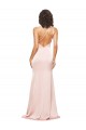 Full Length Ruched Silky Satin Prom Dress with Low Back and High Split Clearance
