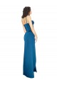 Full Length Bustier Style Long Silky Satin Prom Dress with Low Back Clearance
