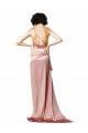 Low Back One Shoulder Full Length Silky Satin Prom Dress Clearance
