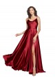 Cowl Neckline Long Silky Satin Prom Dress with Spaghetti Straps Clearance