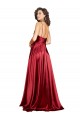 Cowl Neckline Long Silky Satin Prom Dress with Spaghetti Straps Clearance