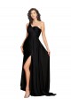Floor Length One Shoulder Silky Satin Prom Dress with Side Slit Clearance