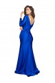 Deep V-Neck Long Sleeves Silky Satin Prom Dress Clearance