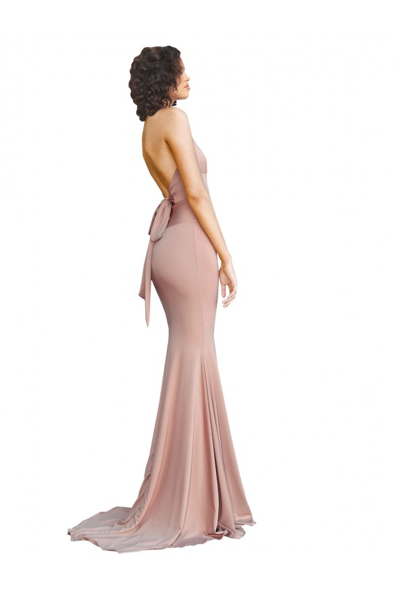Deep V-Neck Mermaid Low Back Long Spandex Prom Dress Clearance