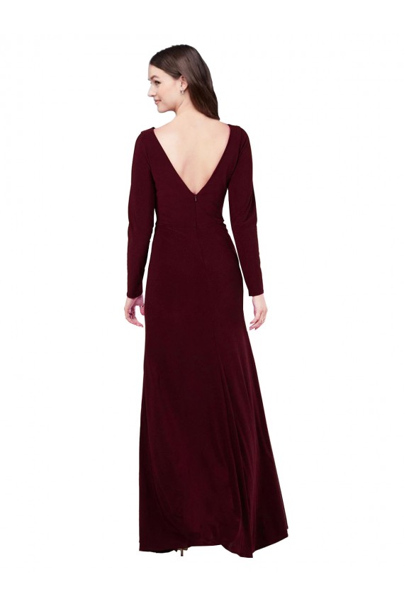 Long Sleeves Spandex Prom Dress with Front Slit Clearance