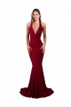 Halter Mermaid Plunge V-Neckline Open Back Bow Tie Spandex Prom Dress Clearance