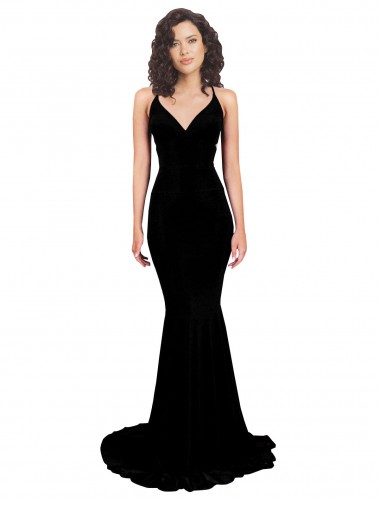 Fishtail Shaped V-Neck Open Back Spandex Prom Dress Clearance