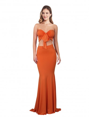 Strapless Bandeau Bodice Long Spandex Prom Dress Clearance