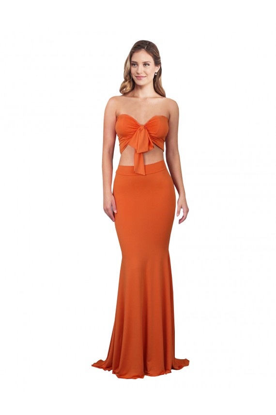 Strapless Bandeau Bodice Long Spandex Prom Dress Clearance