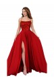Lace Over Bodice Long Spandex Prom Dress with Slit Clearance
