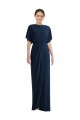 Open Back Short Sleeves Draped Tulip Skirt Maxi Spandex Prom Dress Clearance