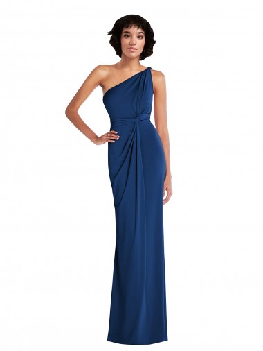 Grecian Inspired One Shoulder Twist Draped Maxi Spandex Prom Dress Clearance