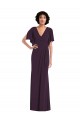 Faux Wrap Split Sleeves Maxi Spandex Prom Dress with Cascade Skirt Clearance