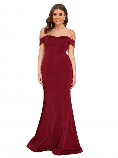 Off Shoulder Sleeves Sweetheart Neckline Long Spandex Prom Dress Clearance
