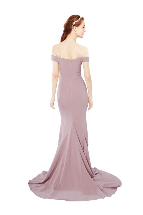 Off the Shoulder Mermaid Long Sweep Train Prom Dress Clearance