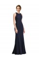 High Neck Sheath Long Crepe Prom Dress Clearance