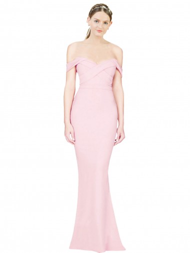 Full Length Off the Shoulder Prom Dress with Twist Front Clearance