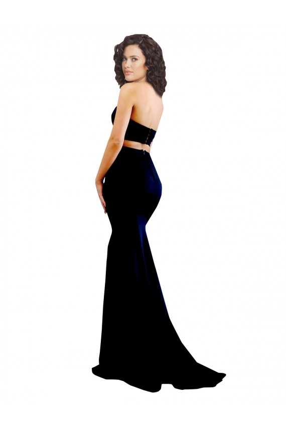 Two Piece High Neck Crepe Prom Dress Clearance