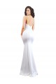 Fishtail Shape Spaghetti Straps Open Back Crepe Prom Dress with Ruffles Clearance