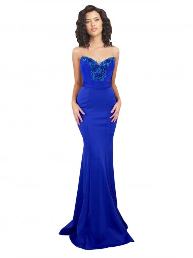 Sweetheart Flower Neckline High Neck Crepe Prom Dress Clearance