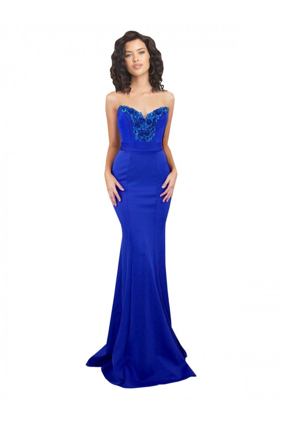Sweetheart Flower Neckline High Neck Crepe Prom Dress Clearance