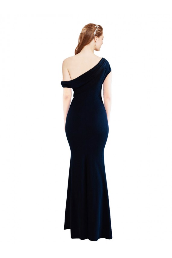 Draped Off the Shoulder Fitted Crepe Prom Dress Clearance