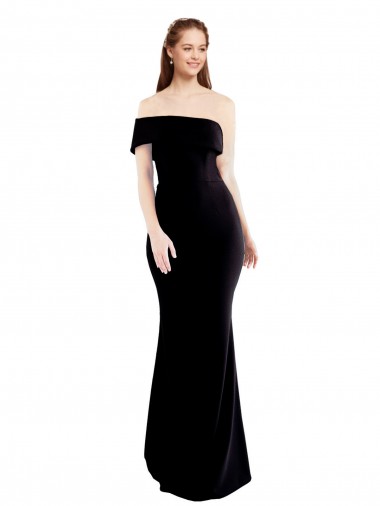 Asymmetrical Draped Off the Shoulder Banded Crepe Prom Dress Clearance