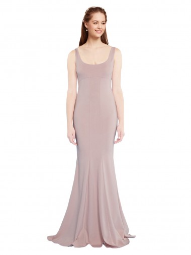 Sleeveless Scoop Neck Fully Lined Crepe Prom Dress Clearance