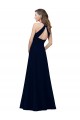 High Neck Crepe Prom Dress with Pleats and Keyhole Back Clearance