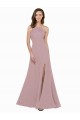 High Neck Crepe Prom Dress with Pleats and Keyhole Back Clearance