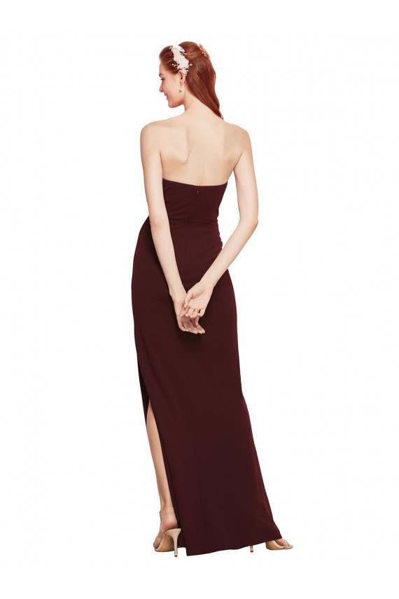 Twisted Strapless Keyhole Long Crepe Prom Dress with Slit Clearance
