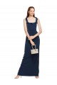 Scoop Neck with Ruffles Long Crepe Prom Dress with Back Slit Clearance