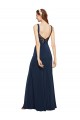 Fit and Flare Long Crepe Prom Dress with Round Neck Clearance