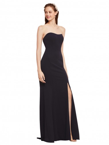 Strapless Bodycon Long Crepe Prom Dress with High Slit Clearance