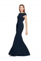 Fit and Flare Long Crepe Prom Dress with Tie Open Back Clearance