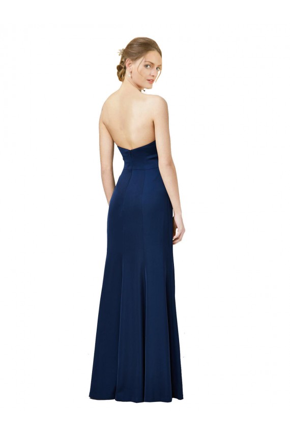 Strapless Fit and Flare Long Crepe Prom Dress with Knot and Slit Clearance