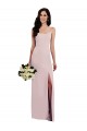 Spaghetti Strap V Back Crepe Prom Dress with Front Slit Clearance