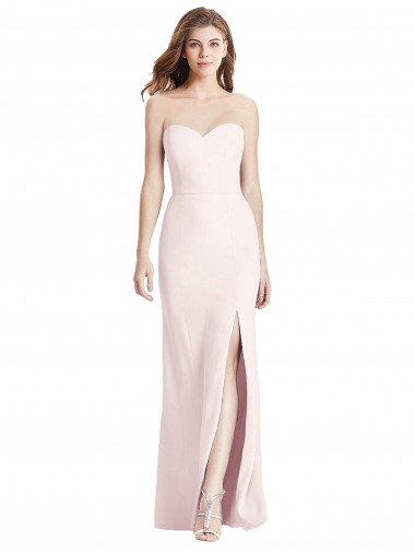 Strapless Crepe Trumpet Prom Dress with Front Slit Clearance