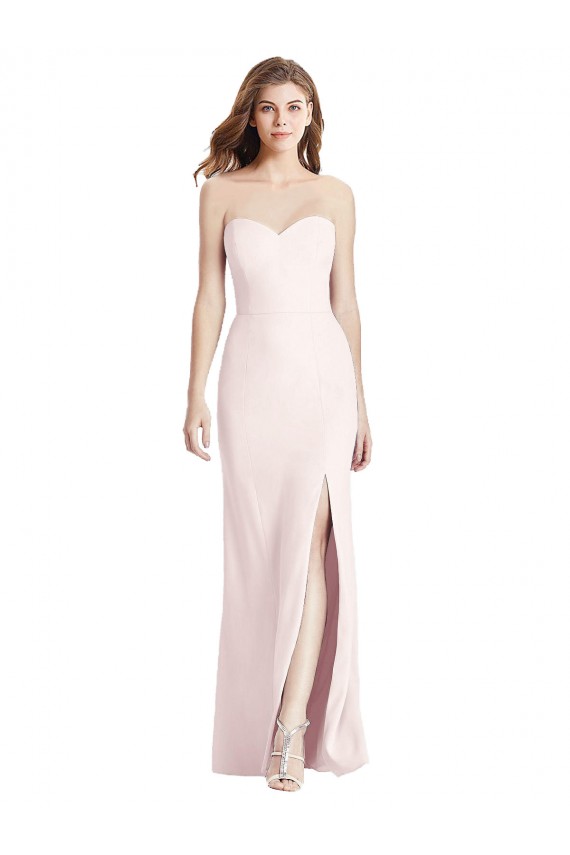 Strapless Crepe Trumpet Prom Dress with Front Slit Clearance
