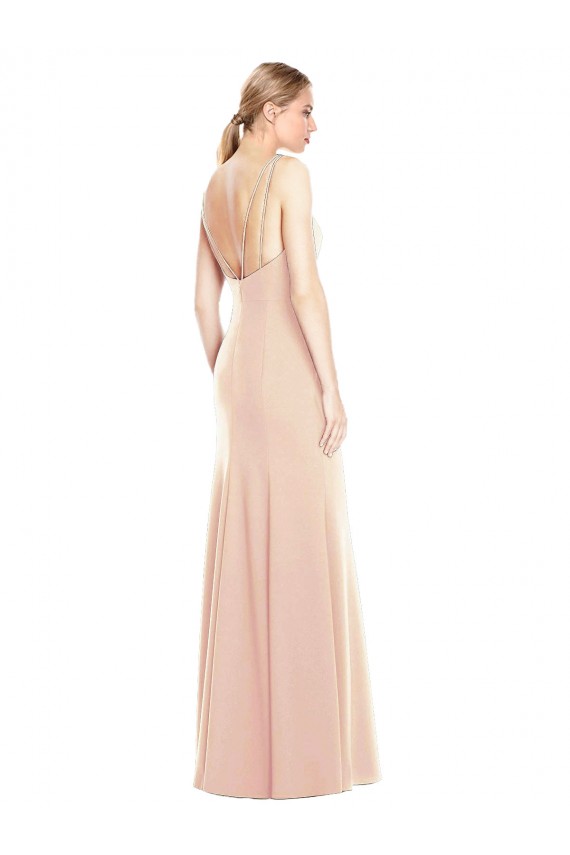 V-Spaghetti Strap Open Back Bateau Neck Trumpet Prom Dress Clearance