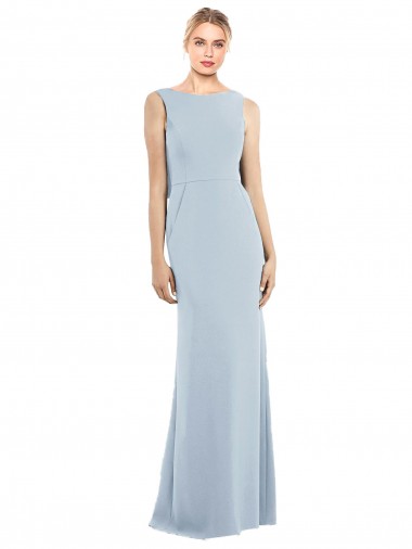 Draped Backless Crepe Prom Dress with Pockets Clearance