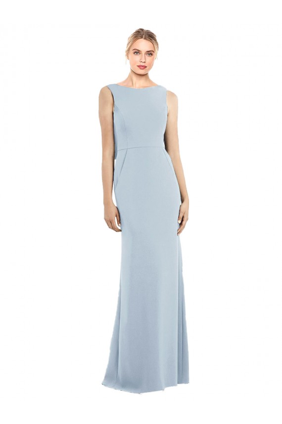 Draped Backless Crepe Prom Dress with Pockets Clearance