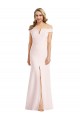 Off the Shoulder Notch Trumpet Crepe Prom Dress with Front Slit Clearance